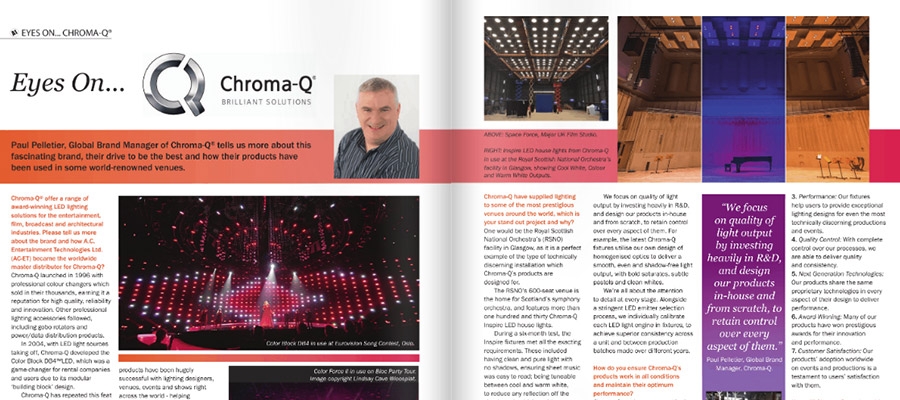 Chroma-Q in Profile in A1 Lighting Magazine